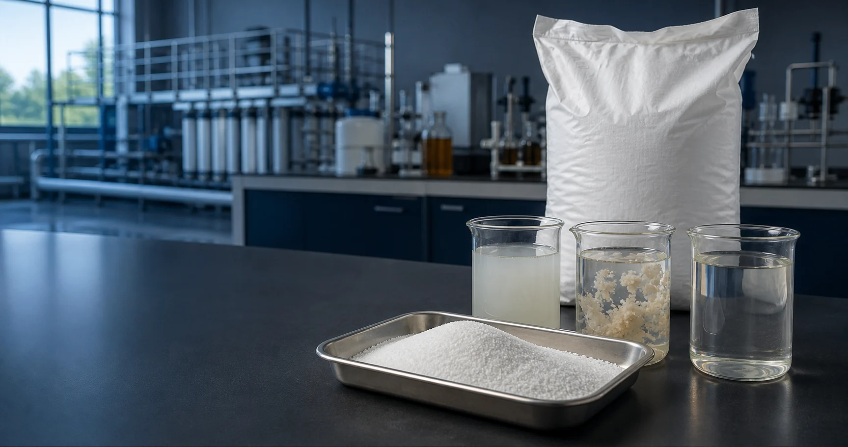 Jar testing PAC coagulant and polyacrylamide flocculant treatment sequences